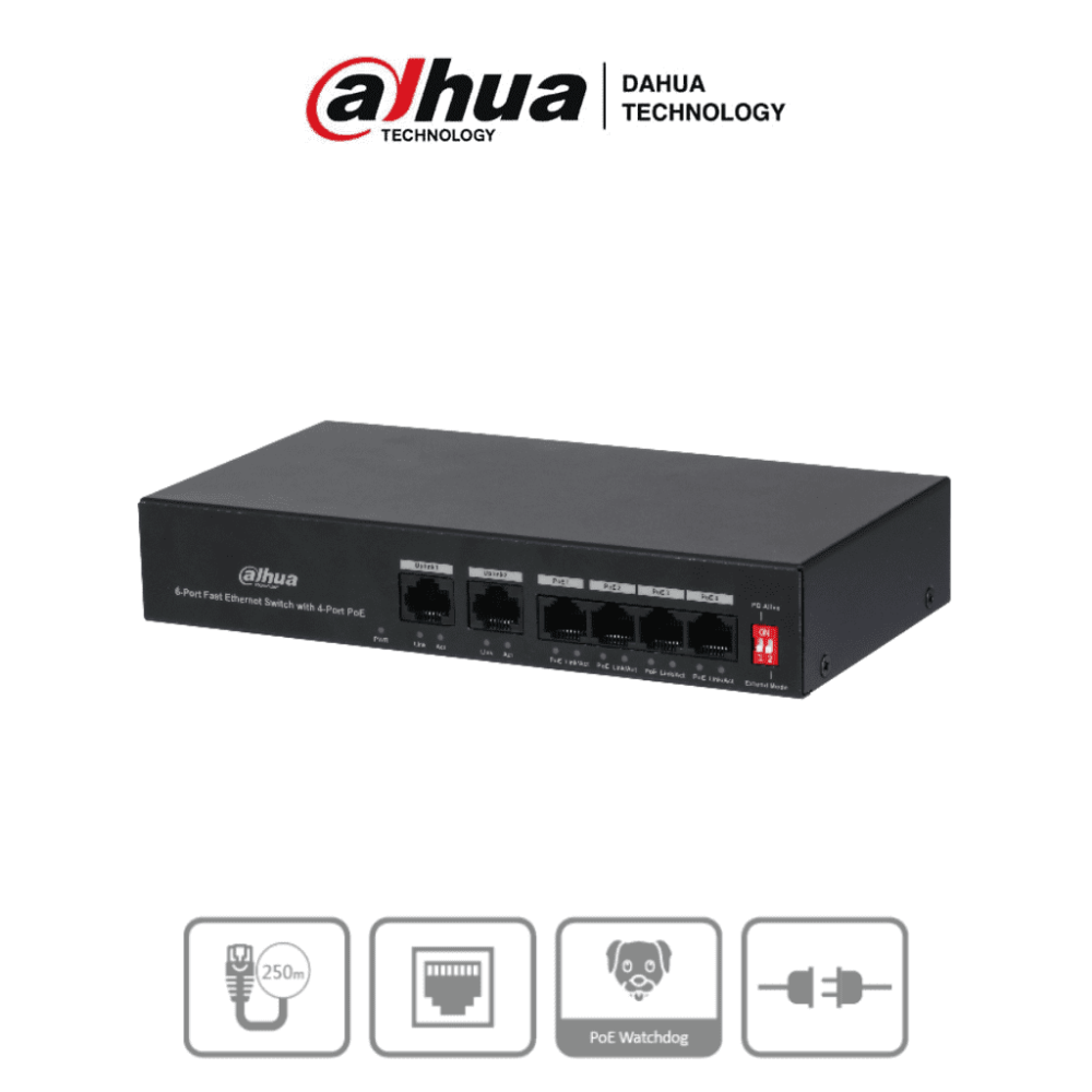 DH-PFS3006-4ET-36 DHT1850008 DAHUA PFS3006-4ET-36 - Switch PoE de