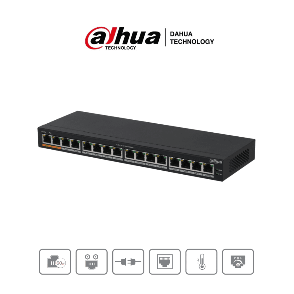 DH-PFS3016-16GT-190 DHT1850012 DAHUA DH-PFS3016-16GT-190 - Switch