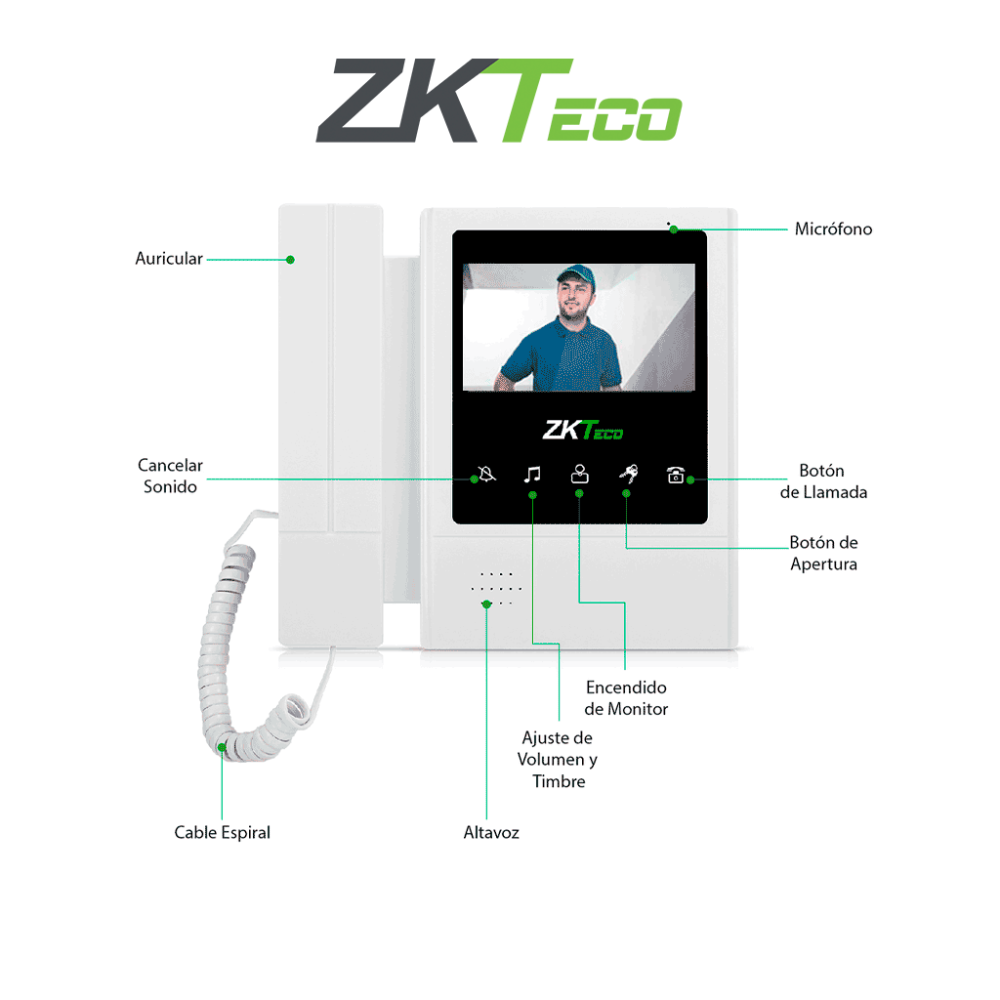 VDPI-B4 ZKT2210002 ZKTECO VDPIB4 - Monitor LCD de 4.3 pulgadas pa
