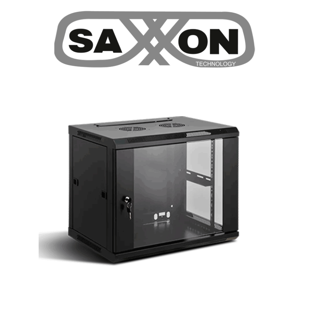 SAXXON SXR9U6409S SAXXON SXR9U6409S - Gabinete de Pared Negro / 9UR / Puerta de Vidrio Templado / Ancho 600 mm x profundidad 450