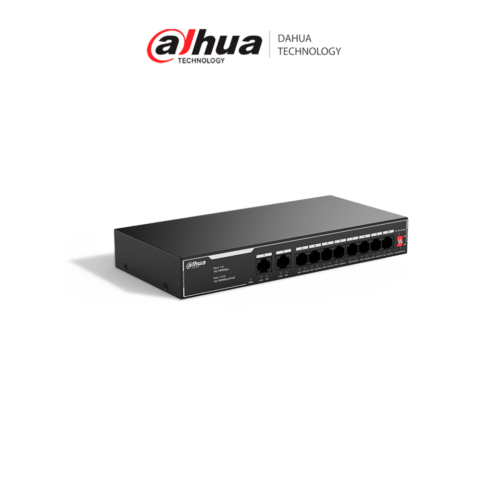 DAHUA DHSF1010LP DAHUA SF1010LP - Switch PoE de 10 Puertos Fast Ethernet/ 8 Puertos P