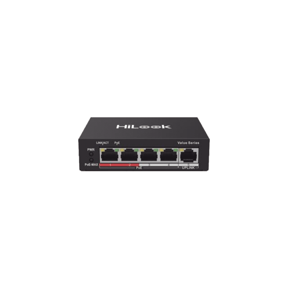 NS0105P35B Switch PoE / No Administrable / 4 Puertos 10/100 Mbps PoE (af / at) / 1 Puerto 10/100 Mbps Uplink / Modo Extendido h