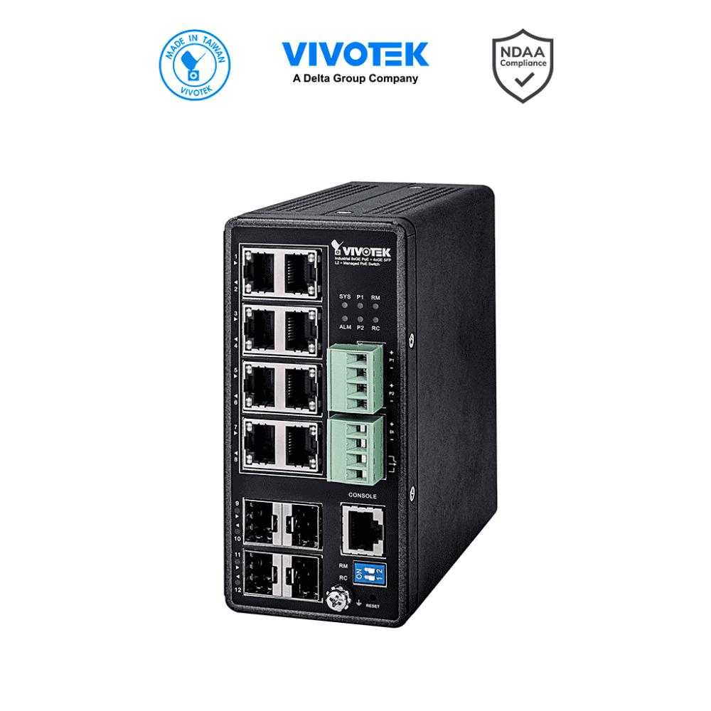 VIVOTEK  VIV3720009 VIVOTEK AW-IHT-1271 - Switch PoE Industrial Vivocam L2+ Administrable  8 puertos