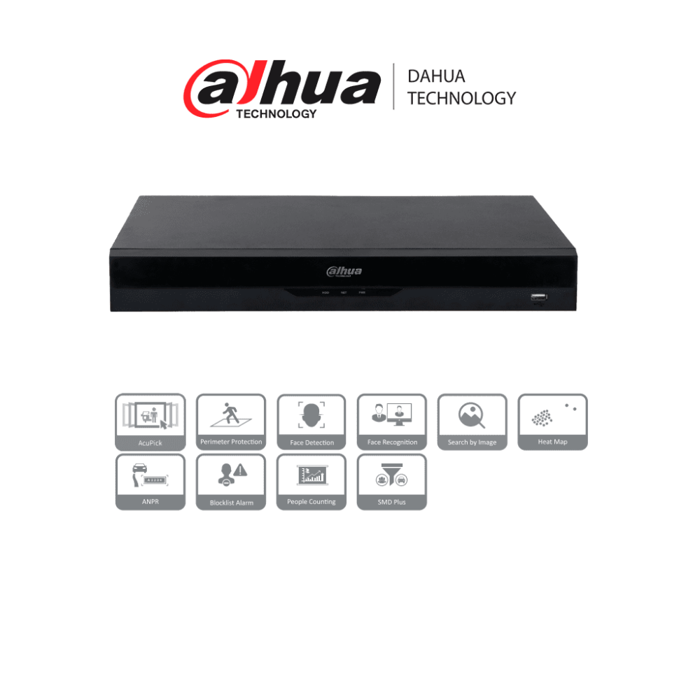 DAHUA DHT0200022 DAHUA NVR5216-16P-EI  NVR IP WizSense de 16 canales 1U/ 16PoE/ 2HDD/ H.265+/H.265/