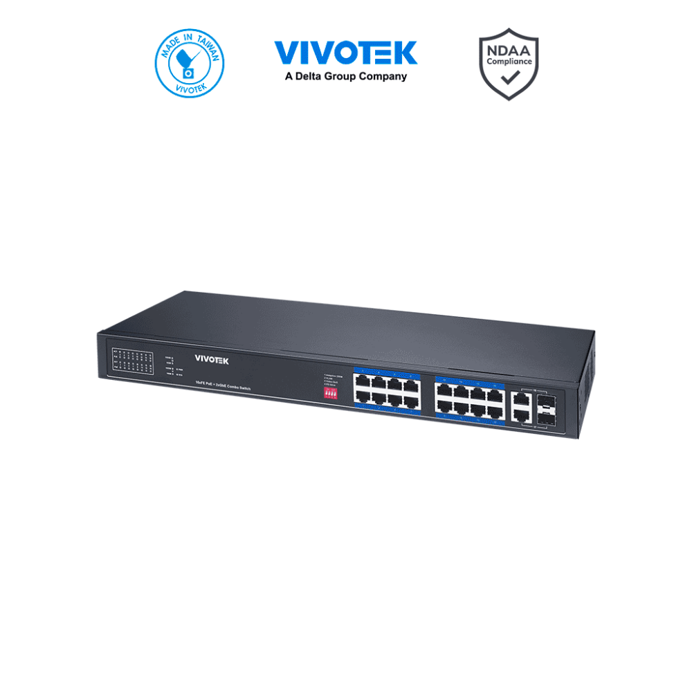 VIVOTEK  VIV3720012 VIVOTEK AW-FGT-180P-250 - Switch PoE no administrable con 16 puertos PoE FE RJ45