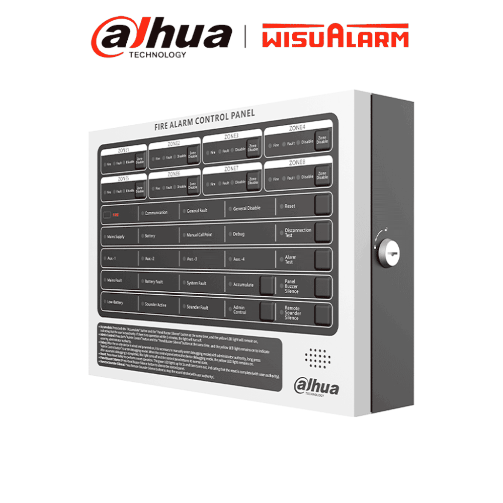 DAHUA DHT1420008 DAHUA WISUALARM DHI-HY-C102-8 - Panel de Alarma Contra Incendios/ Convencional de 8