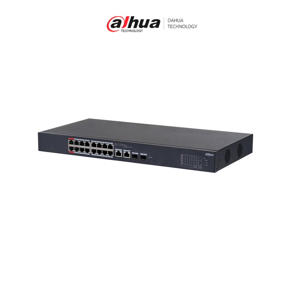 DAHUA DHT3720032 DAHUA CS4218-16ET-135 - Switch PoE de 18 Puertos/ 16 Puertos Poe 10/100/ 2 Puertos