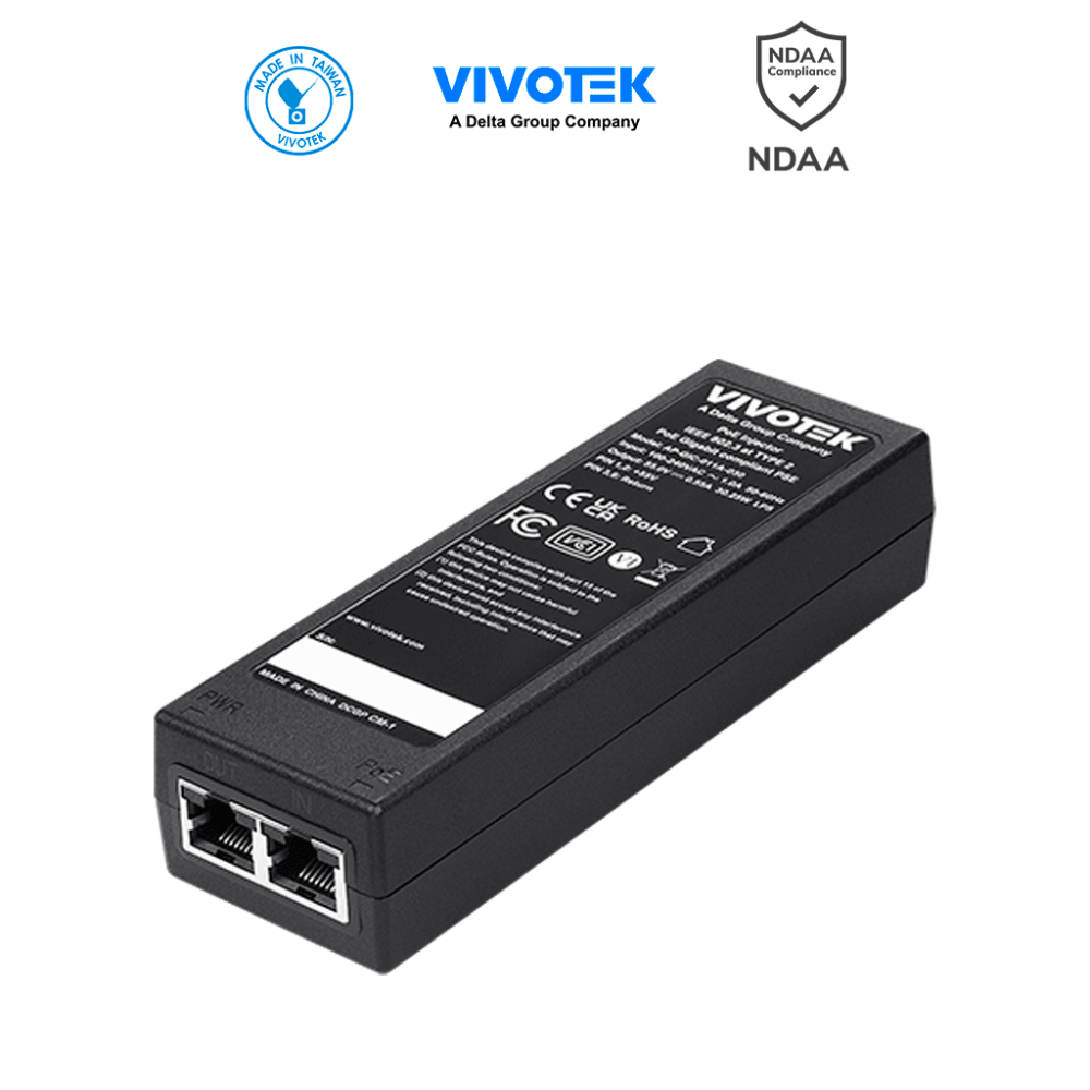 VIVOTEK  VIV2350005 VIVOTEK AP-GIC-011A-030 - Inyector PoE Gigabit  30W  1 puerto  802.3af/at  NDAA