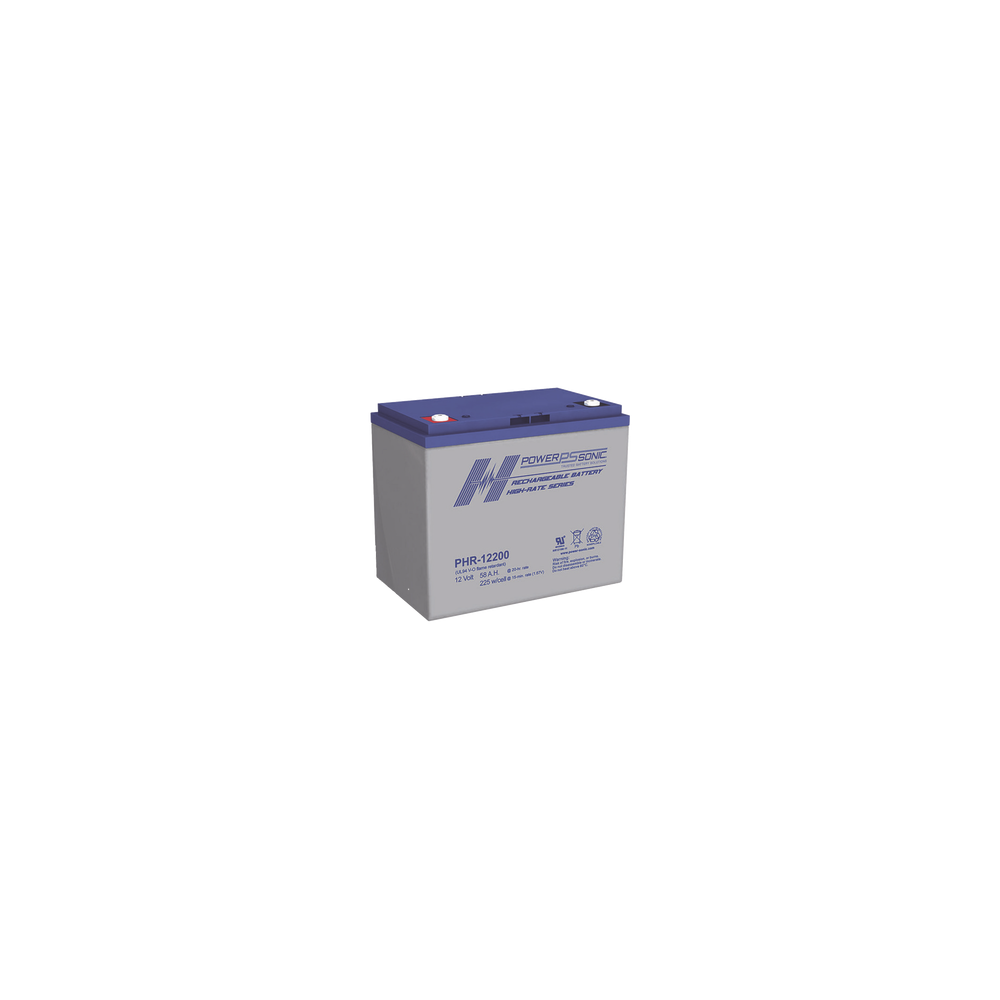 POWER SONIC PHR-12200-M6 Batería 12V 58AH Para Respaldo Serie PHR Tecnologías AGM/VRLA 5 Años Vida Ú