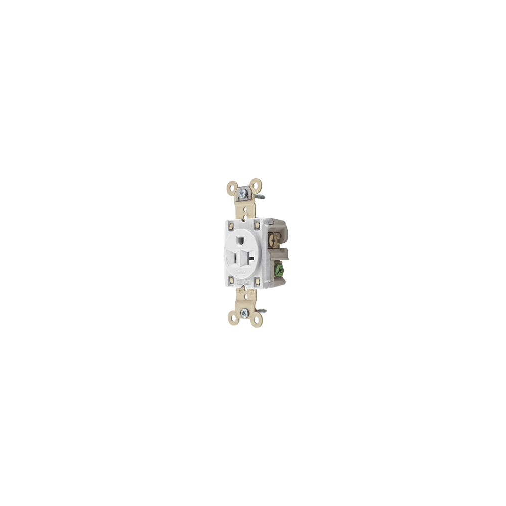 HUBBELL HUB-HBL-5361-W Contacto Sencillo / 20 A 125 V / 2 Polos 3 Hilos / Nema 5-20R / Color Blanco
