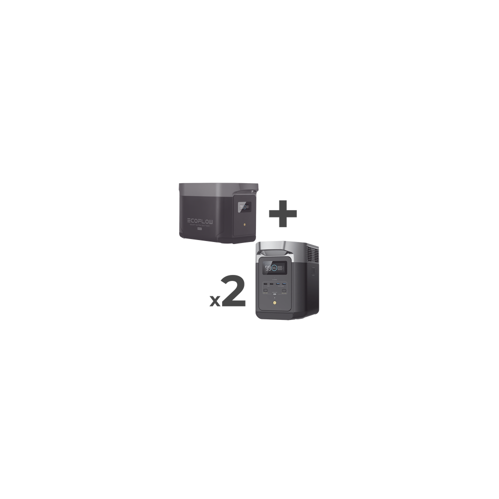 ECOFLOW DLT2MAX-2BP Kit de Estación de Energía Portátil 2048Wh + 2 Baterías Exte