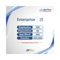 ZKTECO ZKT0820134 LICENCIA ENTERPRISE BIOTIME CLOUD 2.0 / 300 USUARIOS / 40 DISP