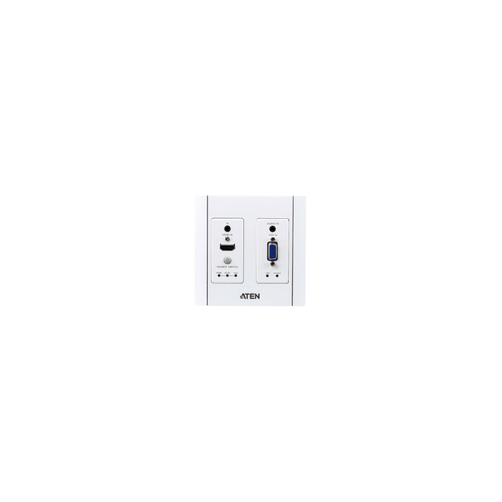 ATEN VE2812AUST Transmisor HDBaseT | HDMI y VGA | Placa de Pared US / PoH (4K a 100 m) | (HDBaseT Class A) (PoH PD)