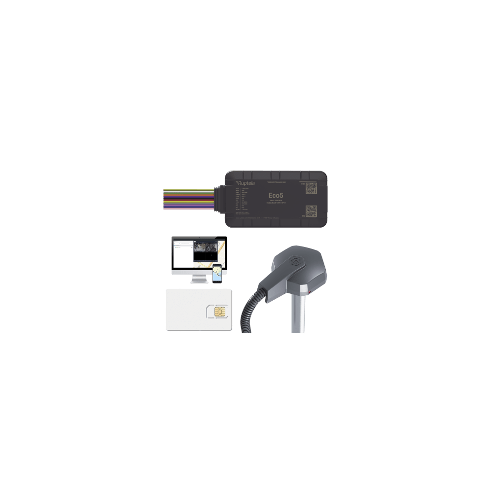 RUPTELA ECO5KITFUEL2 KIT Dispositivo de Rastreo Vehicular/ Sensor nivel de combustible cableado / Conectividad LTE Cat1