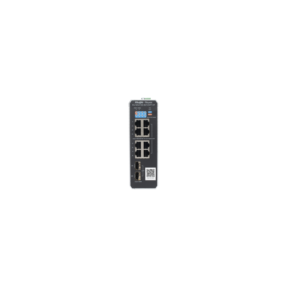 RUIJIE RG-NIS2100-8GT2SFP-HP Switch Industrial PoE hasta  Ideal para temperaturas Extremas y protección contra descargas