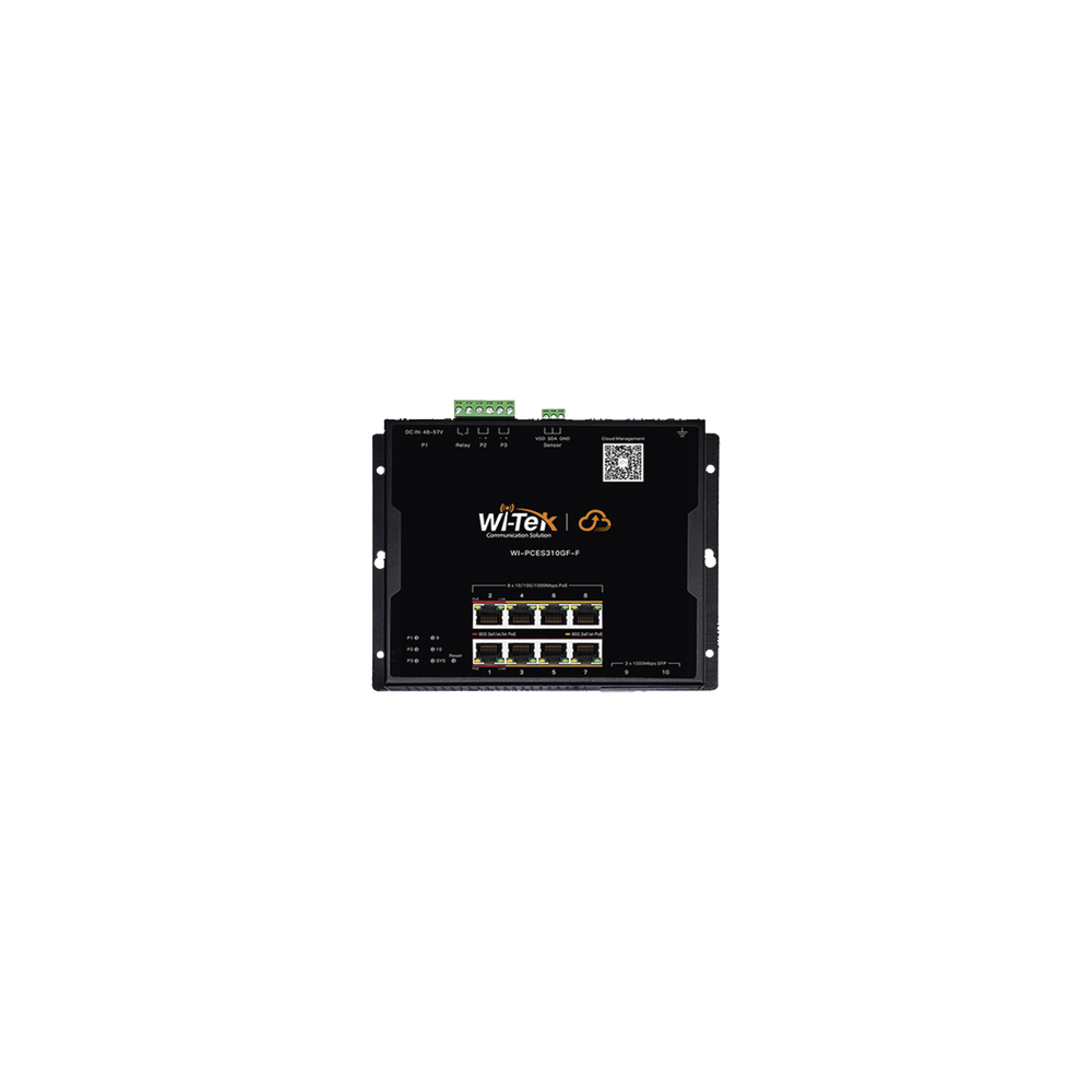 WI-TEK WI-PCES310GF-F Switch L2 PoE Industrial / Administración Cloud Gratuita / 8 Puertos PoE af/at/bt 10/100/1000 Mbps