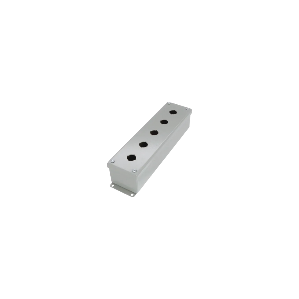 HOFFMAN E5PBG Gabinete Tipo Pushbutton De 5 Botones de 22.5 mm NEMA 12 IP65 de 317 x 83 x 70 mm de Acero Color Gris