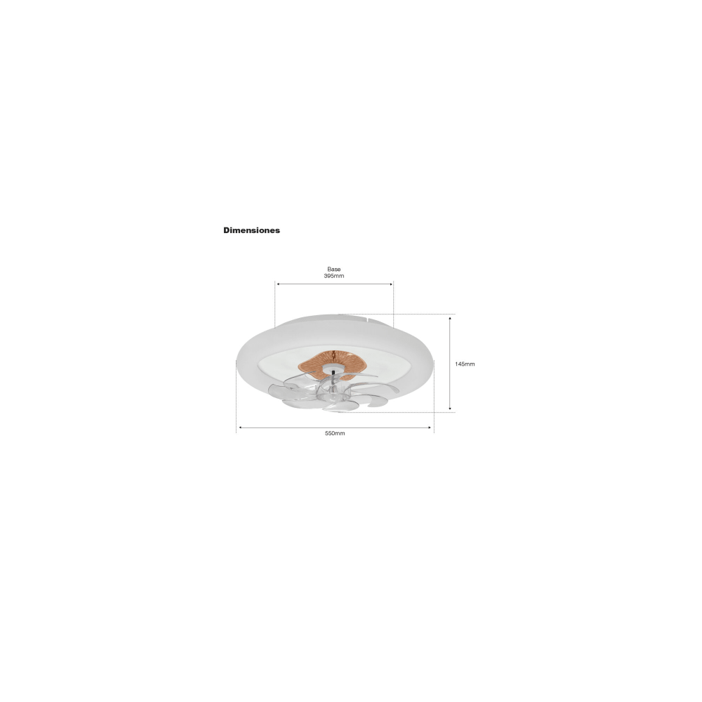 JWJ JLV-015 Ventilador de Techo con Luminario LED de 110 V CA 50/60 Hz / 88 W / 3 Tonos de Luz (6500 - 4 000 - 2 700 K)