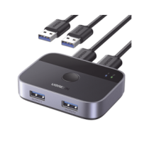 UGREEN 35313 Conmutador USB para Compartir 2 Puertos USB 3.0 a 2 PC Ìs | Cambio Mediante Botón | Incluye Dos Cables USB
