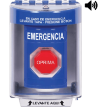 STI SS2482EM-ES ?Botón Multipropósito Color Azul De Superficie con Espaciador C/Tapa De Policarbonat